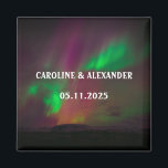 Northern Lights Aurora Borealis Night Sky Wedding  Magnet<br><div class="desc">Northern lights,  Aurora Borealis Wedding magnet. Night sky,  stars,  mountain magnet. Personalise with your Names and the date of the Wedding.</div>