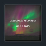 Northern Lights Aurora Borealis Night Sky Wedding  Magnet<br><div class="desc">Northern lights,  Aurora Borealis Wedding magnet. Night sky,  stars,  mountain magnet. Personalise with your Names and the date of the Wedding.</div>