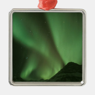 Northern lights, Aurora borealis on foothills of Metal Tree Decoration