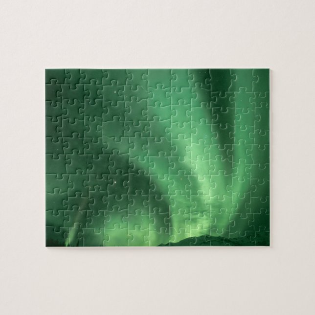 Northern lights, Aurora borealis, over foothills Jigsaw Puzzle (Horizontal)