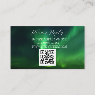 Northern Lights Aurora Borealis QR Code Wedding Enclosure Card