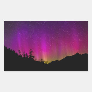 Northern Lights Aurora Borealis Starry Night Sky Rectangular Sticker
