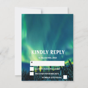 Northern Lights Aurora Borealis Stars Wedding  RSV RSVP Card
