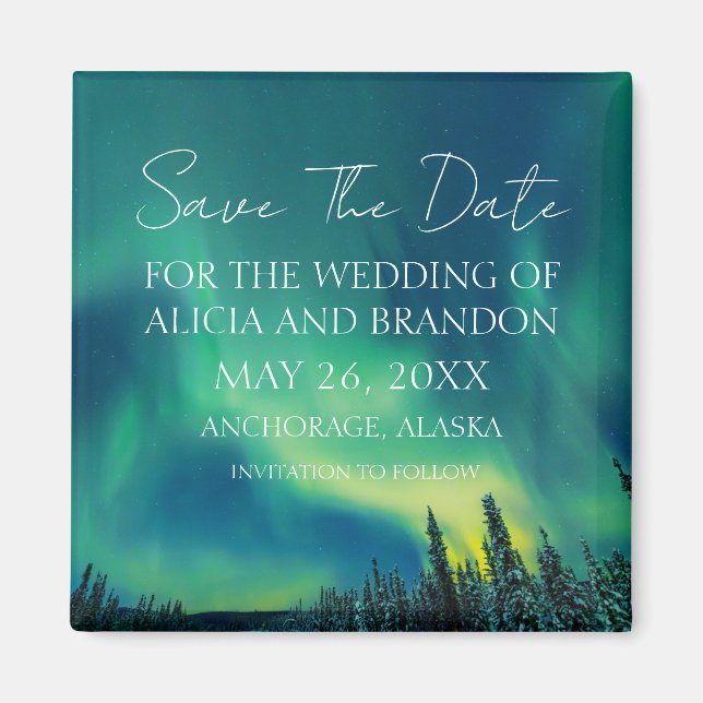 Northern Lights Aurora Borealis Wedding Magnet (Front)
