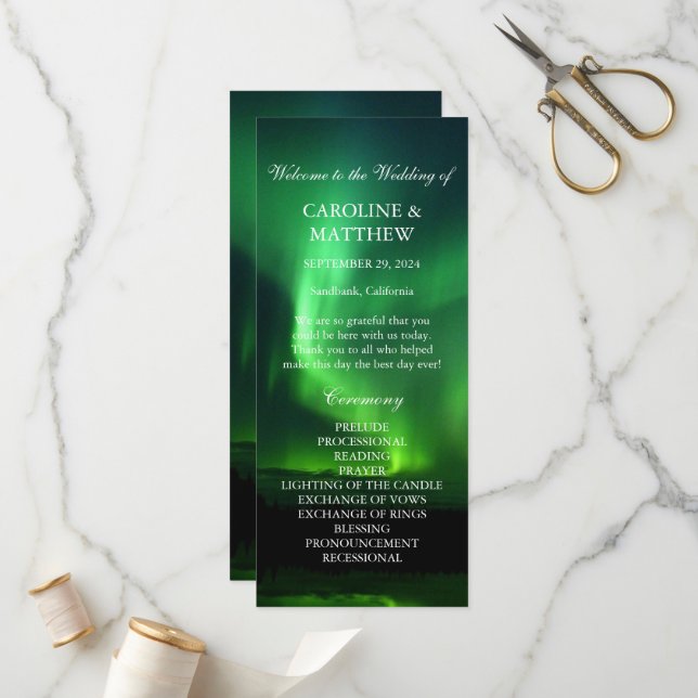 Northern Lights Aurora Borealis Wedding  Program (Front/Back In Situ)
