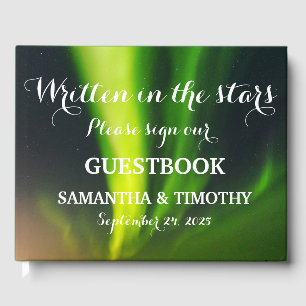 Northern Lights Aurora Starry Night Wedding Guest Book