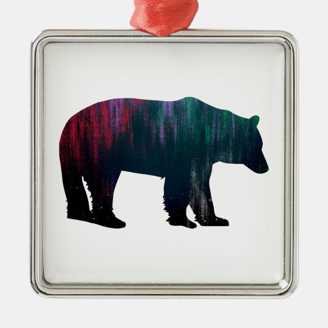 Northern Lights Bear Metal Ornament (Front)