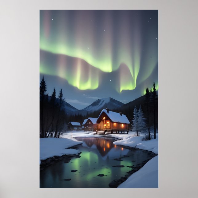  Northern Lights Cabin Poster (Front)