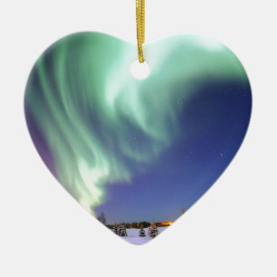 Northern Lights Chic Ribbon Of Lights Jade Glow Ceramic Tree Decoration