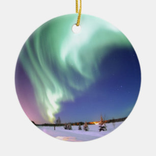 Northern Lights Chic Ribbon Of Lights Jade Glow Ceramic Tree Decoration
