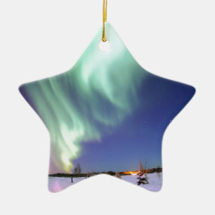 Northern Lights Chic Ribbon Of Lights Jade Glow Ceramic Tree Decoration
