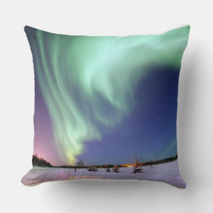 Northern Lights Chic Ribbon Of Lights Jade Glow Cushion