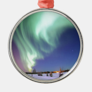 Northern Lights Chic Ribbon Of Lights Jade Glow Metal Ornament