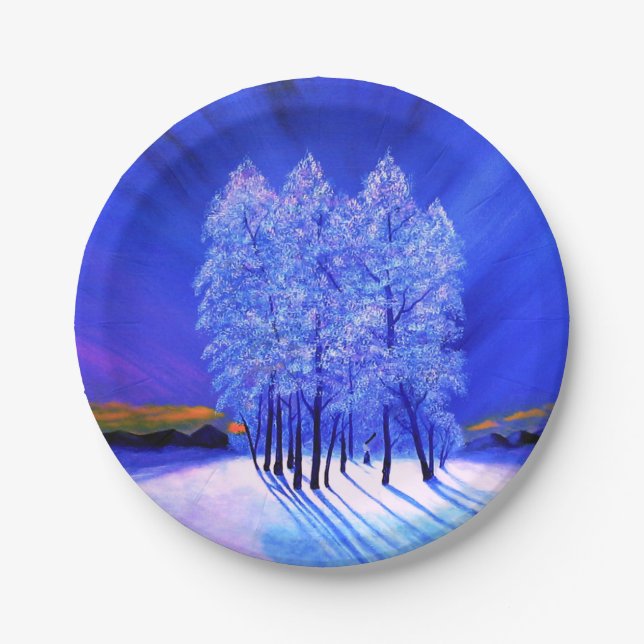 Northern Lights Christmas Paper Plate (Front)