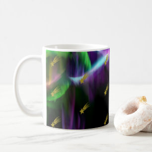 Northern Lights Colours Golden Shooting Stars Sky Coffee Mug