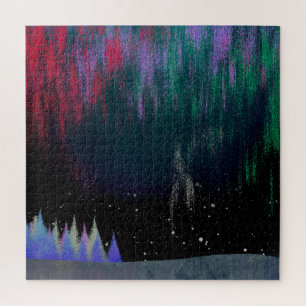 Northern Lights Contemporary Landscape Jigsaw Puzzle