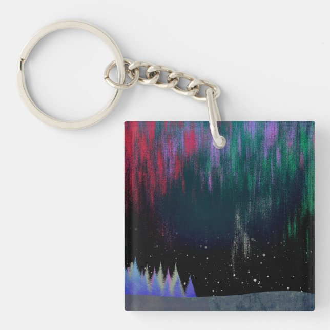Northern Lights Contemporary Landscape Key Ring (Front)