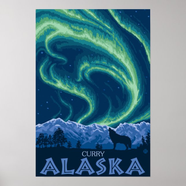Northern Lights - Curry, Alaska Poster (Front)