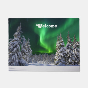 Northern lights during winter doormat