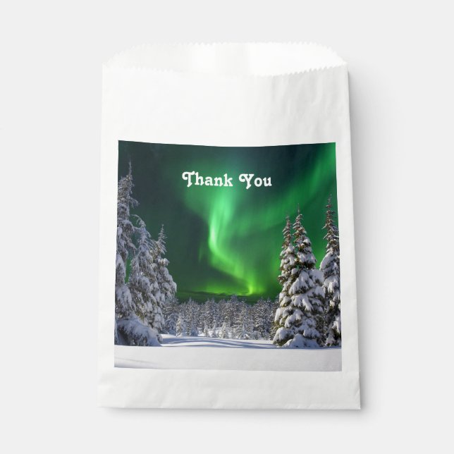 Northern lights during winter favour bag (Front)