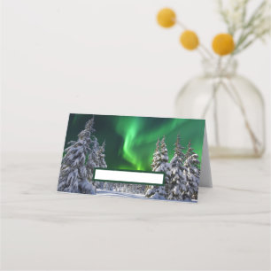 Northern lights during winter place card