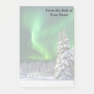Northern lights during winter post-it notes