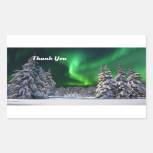 Northern lights during winter  rectangular sticker