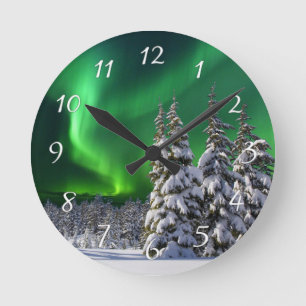 Northern lights during winter round clock