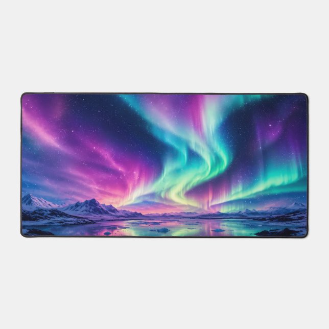 Northern Lights Fantasy Landscape Desk Mat (Front)