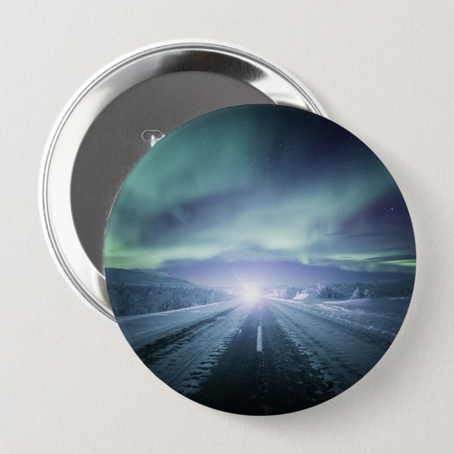Northern Lights Finland 10 Cm Round Badge (Front & Back)