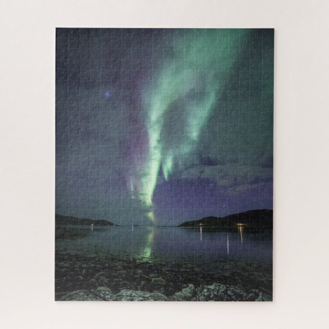 Northern Lights Fjord Jigsaw Puzzle (Vertical)