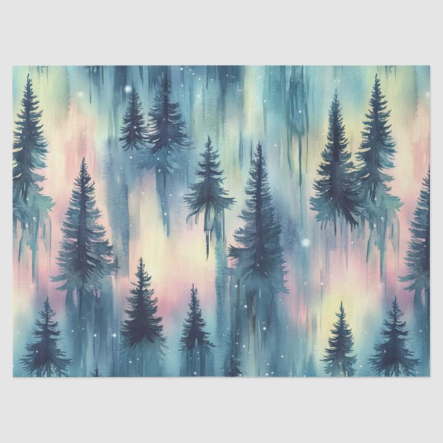 Northern Lights Forest Pattern Tissue Paper (Front)