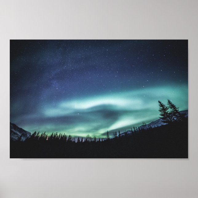 Northern Lights Forest Poster (Front)