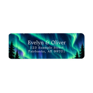 Northern Lights Forest Wedding Return Adress Address Label