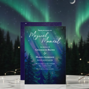 Northern Lights Forrest Magical Moment Wedding Invitation