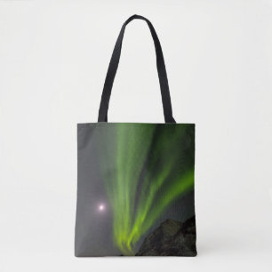Northern LightS Haukland Beach Island Norway Tote Bag