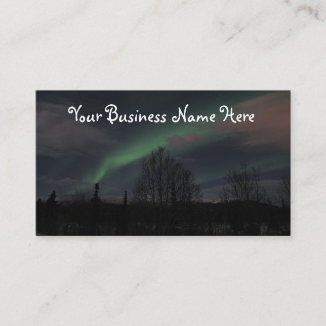 Northern Lights in Boreal Forest Business Card (Front)