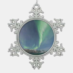 Northern Lights in Norway Snowflake Pewter Christmas Ornament