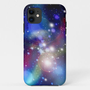 Northern lights in the blue space of the galaxy iPhone 11 case