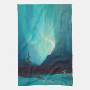 Northern Lights, Juneau, Alaska by Sydney Laurence Tea Towel