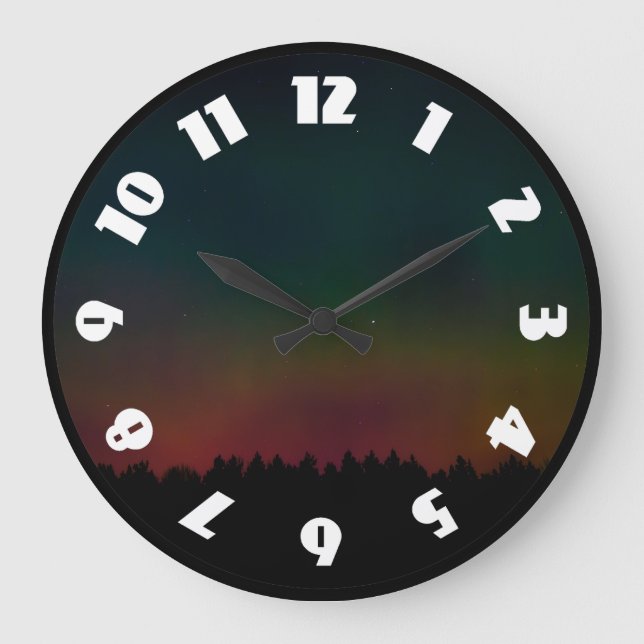 Northern Lights Landscape Large Clock (Front)