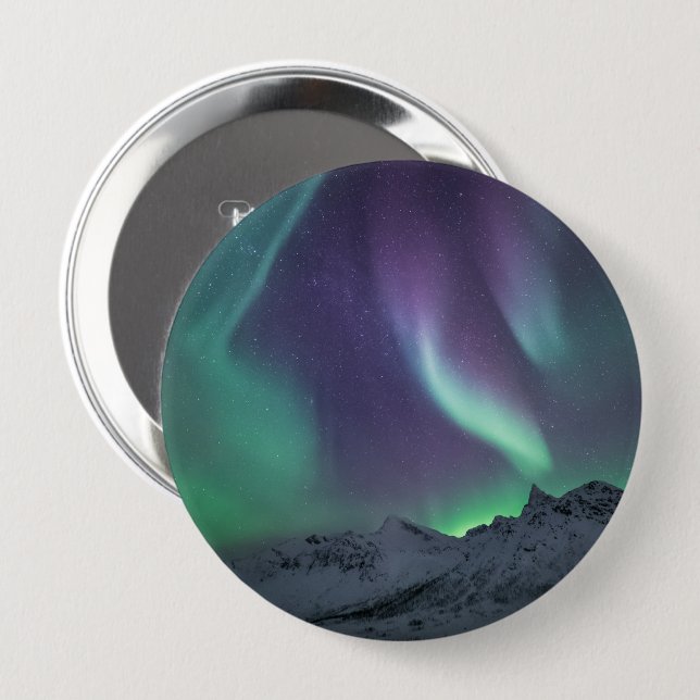 Northern Lights Landscape Photo 10 Cm Round Badge (Front & Back)