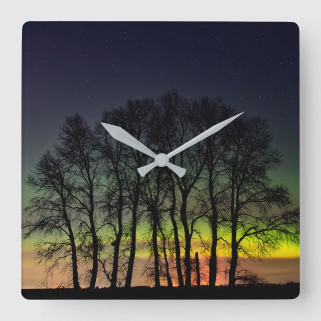 Northern Lights | Manitoba Canada Grande Pointe Square Wall Clock (Front)