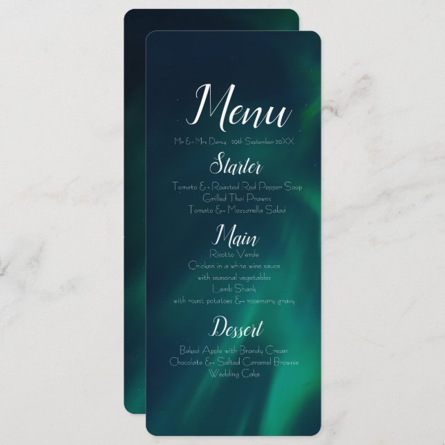 Northern Lights Menu Invitation (Front/Back)