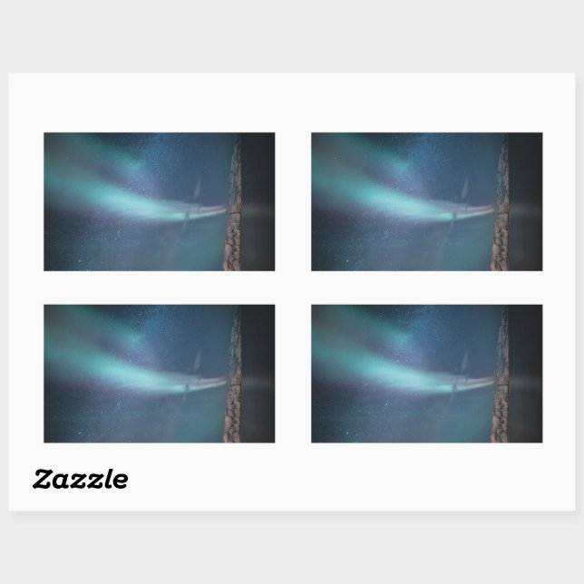 Northern Lights Milky Way Rectangular Sticker (Sheet)
