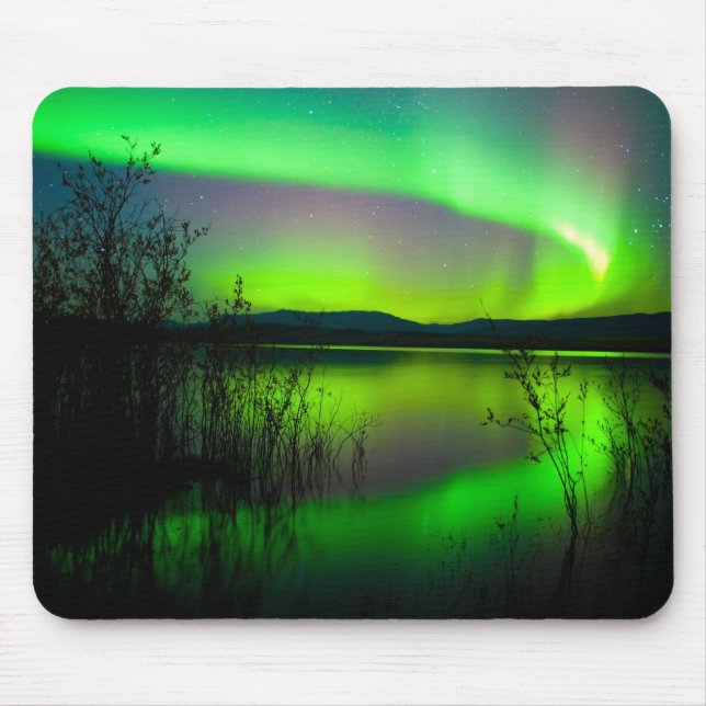 Northern lights mirrored on lake mouse pad (Front)