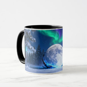 Northern Lights Moon Mug Aurora Borealis Winter