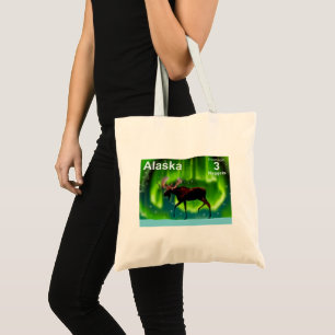 Northern Lights Moose - Alaska Postage Tote Bag