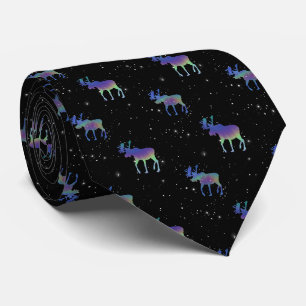 Northern Lights Moose and Stars Tie