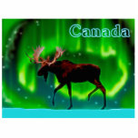 Northern Lights Moose - Canada Photo Sculpture Magnet<br><div class="desc">An ever so slightly stylised image of a moose silhouetted against the Northern Lights. Text reading "Canada" appears in glowing blue and white.</div>